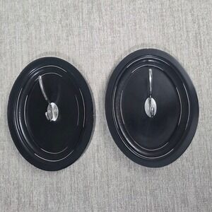 Set of 2 Black Oval Wooden Wall Hooks Coat Clothing Entryway Closet Mudroom